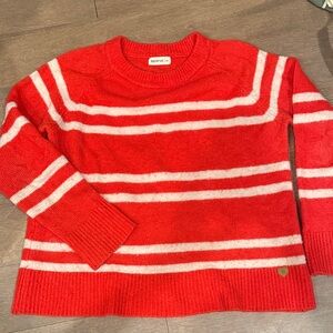 Red and White Striped Women's Sweater